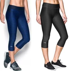 Set of 2 Under Armour Heatgear Compression Crop Leggings Capri 19” inseam